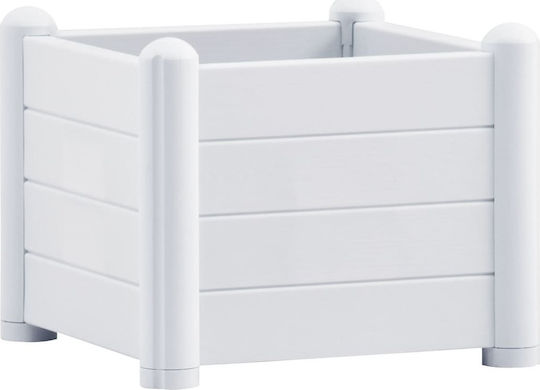 vidaXL Raised White Planter Box Plastic White 43x43x35cm.