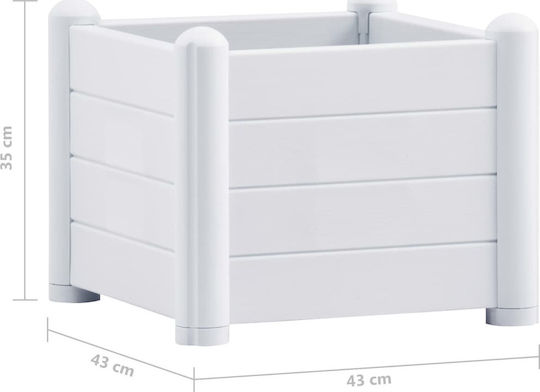 vidaXL Raised White Planter Box Plastic White 43x43x35cm.