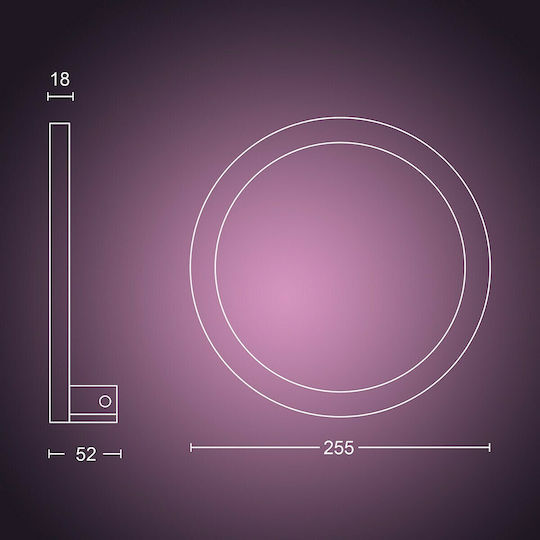 Philips Sana Modern Lamp Wall with Integrated LED RGB Black 25.5cm