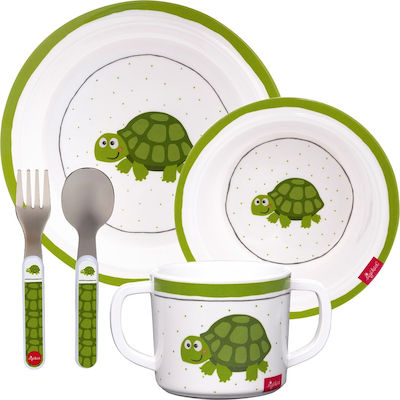 Sigikid Feeding Set Χελωνίτσα made of Melamine Green 5pcs for 8+ months