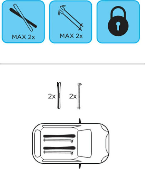 Menabo Himalaya Magnetic Car Ski Mounts Suitable for 2 Ski Pairs & 2 Baton Pairs