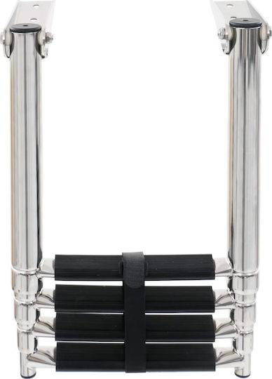 vidaXL 4 Steps Folding Boat Ladder Folding Stainless Steel Boarding Ladder with 4 Steps