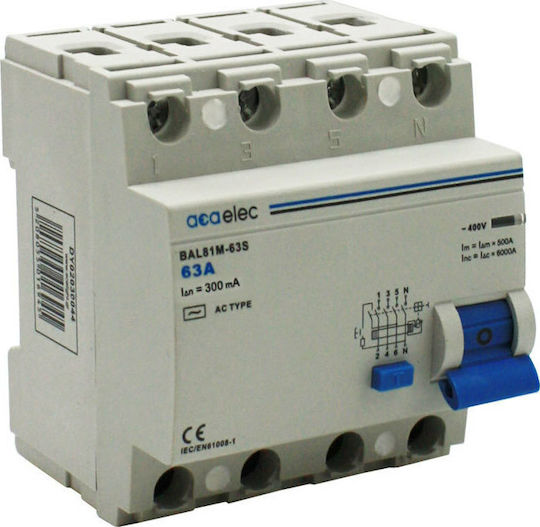 Aca Phase Relays Leckage der Erde 63A Quadruple Pole with Voltage 400V Dreiphasen 300mA DY02030043