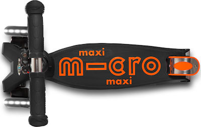 Micro Trotinetă pentru Copii Maxi Deluxe LED 3 roți pentru 5+ Ani Negru