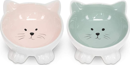 Navaris Ceramic Bowl Food & Water for Dog & Cat Multicolour 2pcs