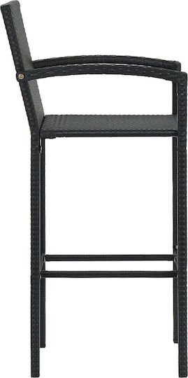 Σκαμπό Μπαρ Εξωτερικού Χώρου Rattan Μαύρο 4τμχ 52x56x118cm