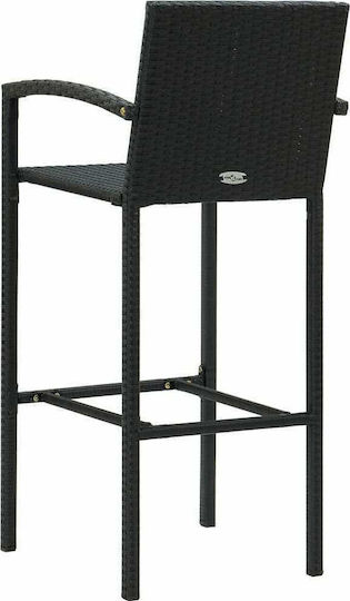 Σκαμπό Μπαρ Εξωτερικού Χώρου Rattan Μαύρο 4τμχ 52x56x118cm
