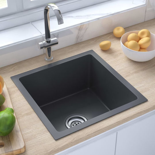 vidaXL Ένθετος Νεροχύτης Inox Σατινέ Μ40xΠ40cm Μαύρος