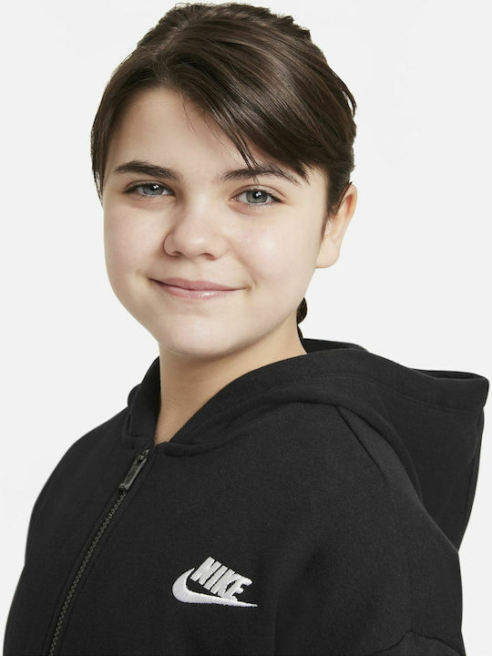 Athletic Kids Cardigan Cotton with Hood Black Sportswear Club