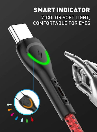 Ldnio LS481 Geflochten / LED USB 2.0 Kabel USB-C männlich - USB-A Gray 1m