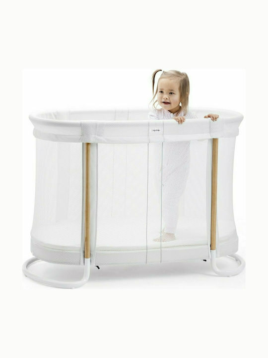 BabyBjorn Wiege mit Matratze und Rädern Weiß