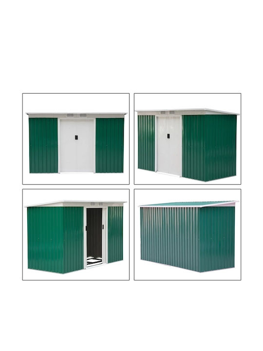 Depozit Metalic De Grădină Galvanizat Verde Rezistent La Vânt L2.8xL1.3xÎ1.72m