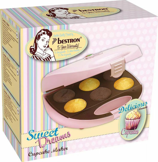 Bestron Sweet Dreams Συσκευή για Μάφινς 6 Θέσεων 750W Ροζ