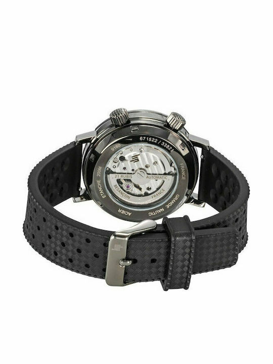 Lip Watches Men's Watch 41mm Automatic with Black Rubber Strap