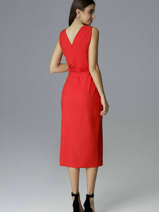 Figl M633 Midi Kleid Ärmellos Rot 126017