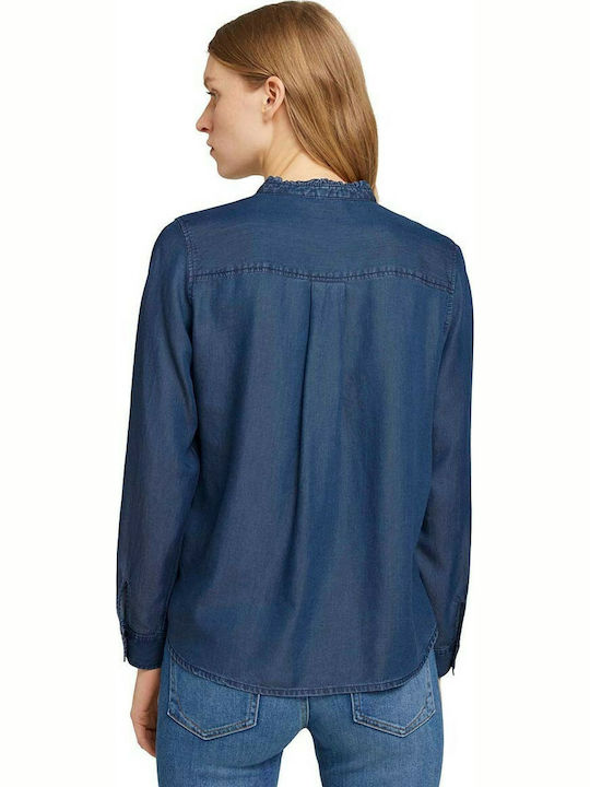 Tom Tailor Damen Bluse Langärmelig Blau