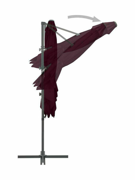 Hanging Square Garden Parasol with Burgundy Metal Frame 2.5x2.5xHeight 2.47m