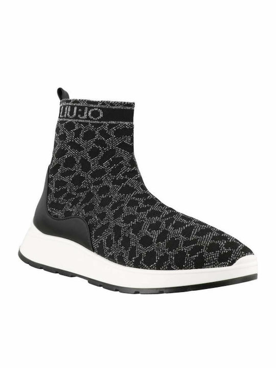 Liu Jo Asia 08 Mid Chunky Ankle Boots with Socks Gray