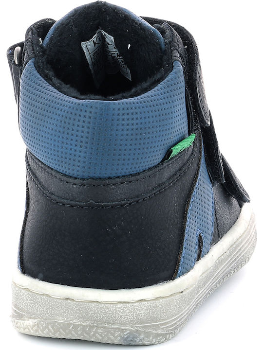 Lohan Παιδικά Sneakers High Ανατομικά με Σκρατς Navy Μπλε