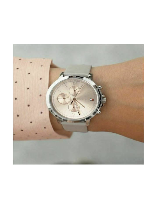 Tommy Hilfiger Madison Γυναικείο Ρολόι 38mm Χρονογράφος Μπαταρίας με Γκρι Δερμάτινο Λουράκι
