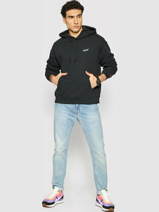 Red Tab Sweatshirt with Hood Black