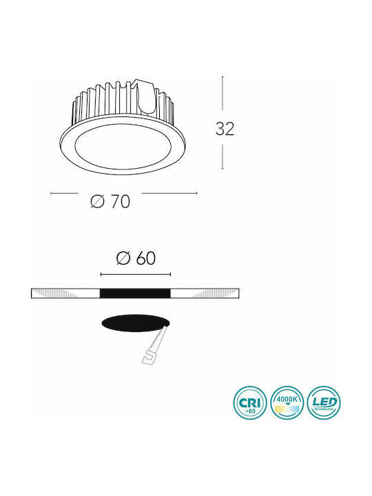 Fan Europe Fusion-3x5W Round Metallic Recessed Spot with Integrated LED and Natural White Light 3τμχ Silver 7x7cm. 3pcs