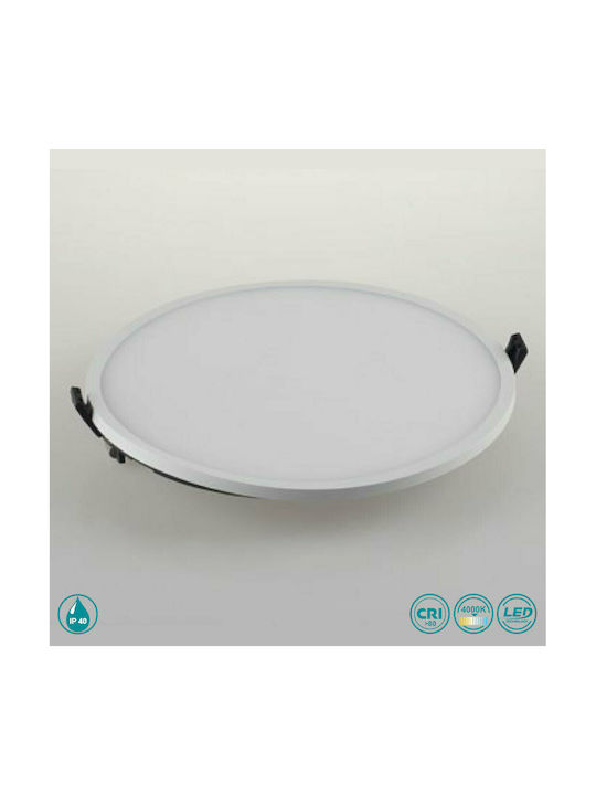 Fan Europe Plus-R8M Round Metallic Recessed Spot with Integrated LED and Natural White Light White 10x10cm. 1pcs