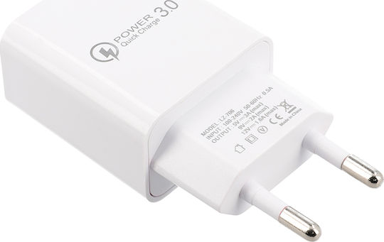 Lamtech Φορτιστής με Θύρα USB-A και Καλώδιο USB-C 18W Quick Charge 3.0 Λευκός (LAM021998)