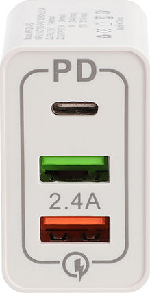 Lamtech Φορτιστής Χωρίς Καλώδιο με 2 Θύρες USB-A και Θύρα USB-C 15W Power Delivery / Quick Charge 3.0 Λευκός (LAM022001)
