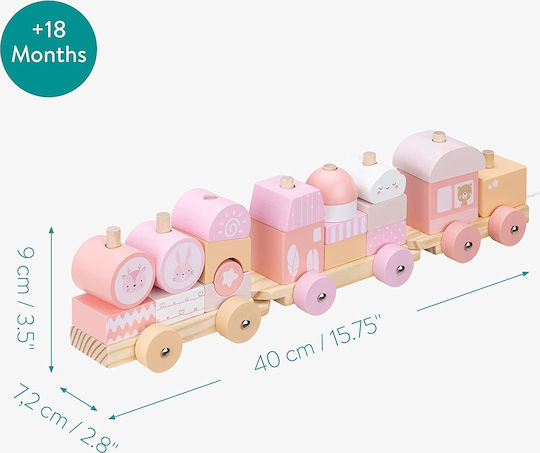 Navaris Συρόμενο Παιχνίδι Stacking Train από Ξύλο για 18+ Μηνών
