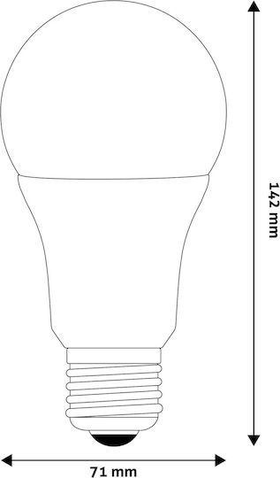 Avide ABG27WW-16W-AP Λάμπα LED 16W 71mm για Ντουί E27 και Σχήμα A70 Θερμό Λευκό 1990lm