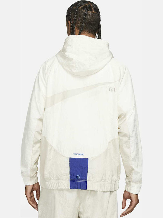Nike Sportswear Ανδρικό Μπουφάν Bomber Αδιάβροχο και Αντιανεμικό για Άνοιξη Λευκό