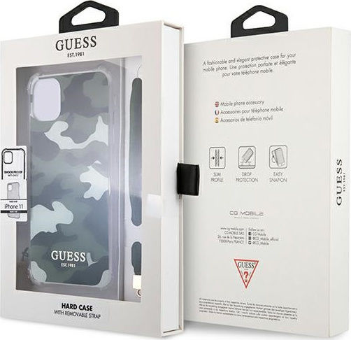 Guess Camo Задна корица Пластмаса с Каишка Каки (iPhone 11)