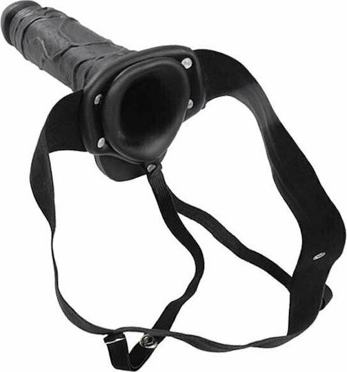 Toyz4lovers Hollow Strap On Real Rapture with Balls Harness με Dildo 20.5cm σε Μαύρο Χρώμα