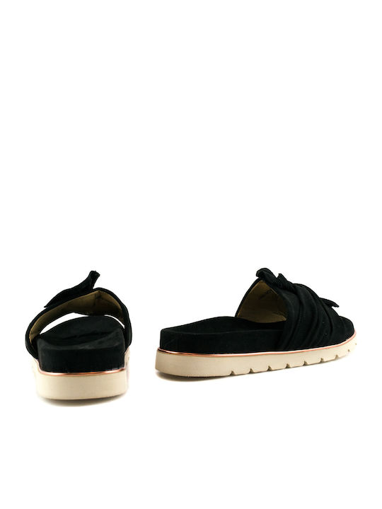 1666-M24 Women's Flat Sandals in Black Color