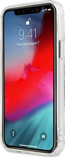Guess Vintage Script Silver Umschlag Rückseite Kunststoff Transparent (iPhone 12 / 12 Pro)