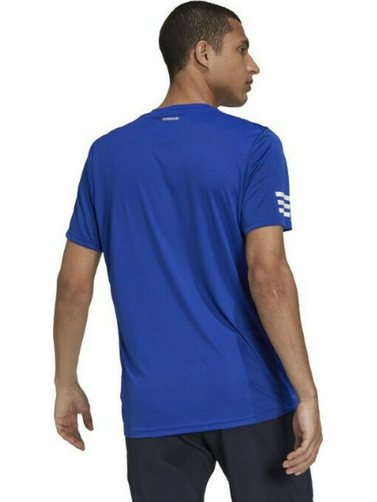 Adidas Club Tennis 3-Stripes Herren Sport T-Shirt Kurzarm Blau