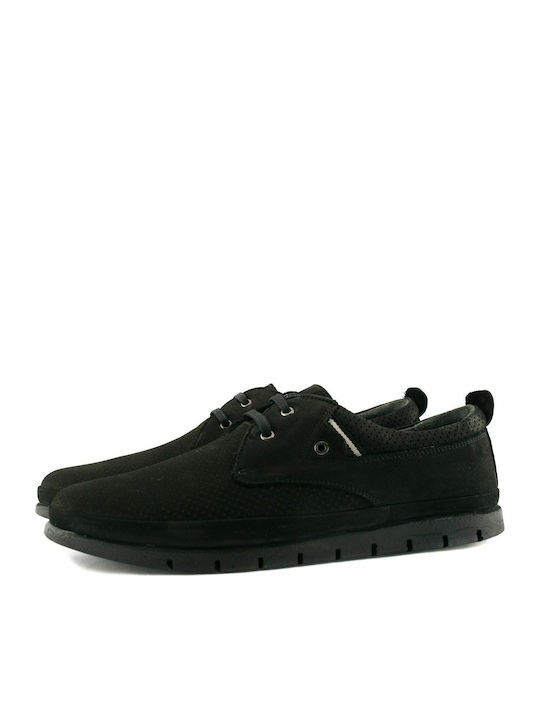 11708 Leder Herren Freizeitschuhe Schwarz