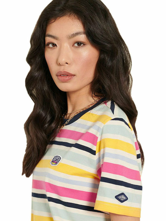 Superdry Cali Surf Women's T-shirt Striped Yellow