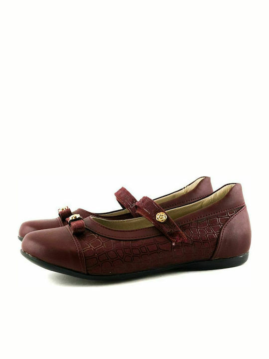 Scarpy Kids Ballerinas with Hoop & Loop Closure Burgundy