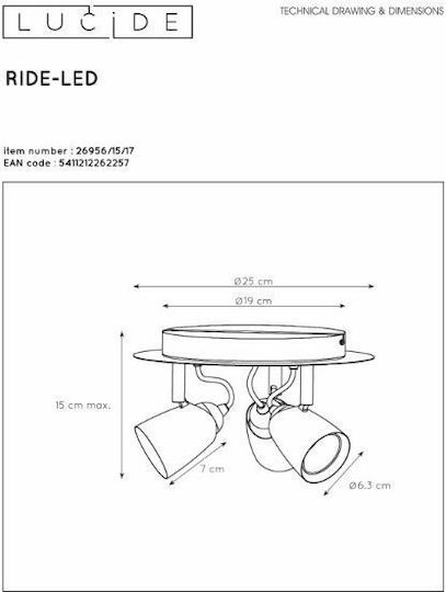 Lucide Lightning Ride Deckenleuchte 25cm Weiß mit Fassung GU10
