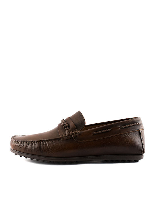 Damiani 854 Men's Leather Loafers Tabac Brown