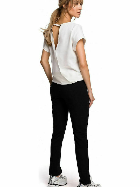 MOE M493 Women's High-waisted Cotton Trousers in Straight Line Black MOE493