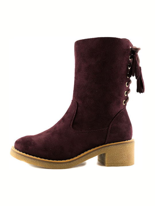 La Coquette TW-B17022 Suede Women's Ankle Boots Burgundy