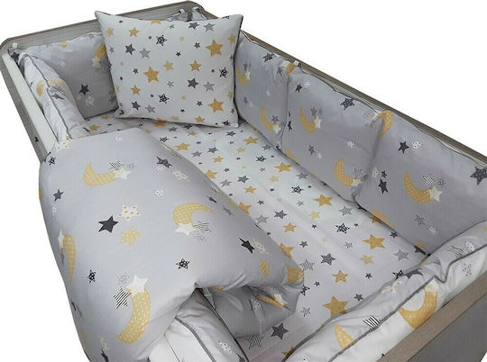 Beboulino Κουνουπιέρα Κούνιας Moon Stars από Τούλι Γκρι 150x450εκ.