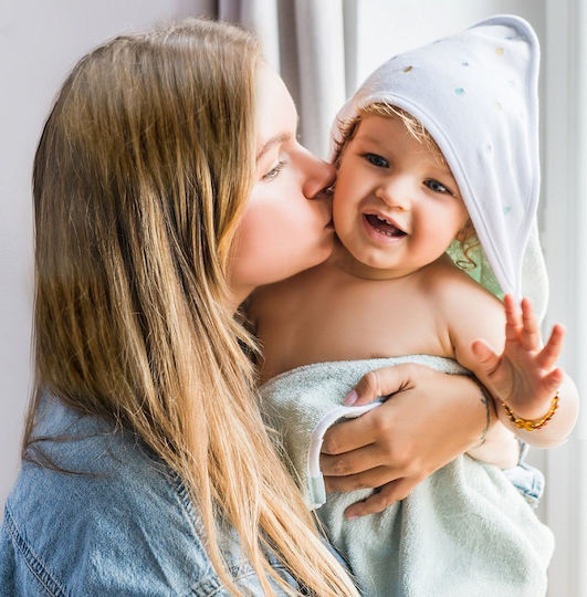 Babyono Βρεφική Κάπα-Μπουρνούζι με Κουκούλα Ανοιχτό Γκρι 100x100εκ.