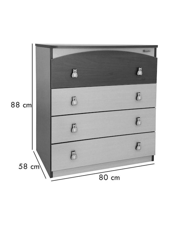 Premiun Baby Dresser with 4 Drawers Aloe 80x50x88cm