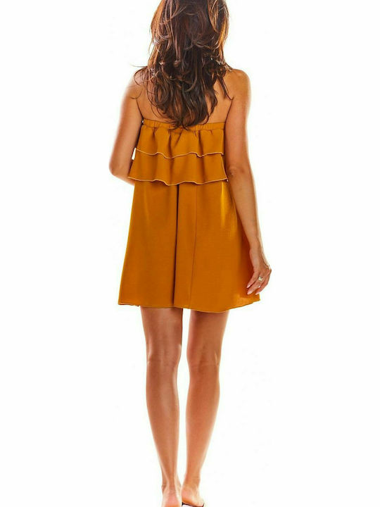 Awama Summer Mini Dress Brown