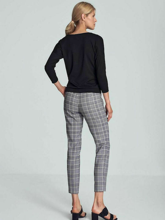 Figl Women's Fabric Trousers in Tapered Line Gray