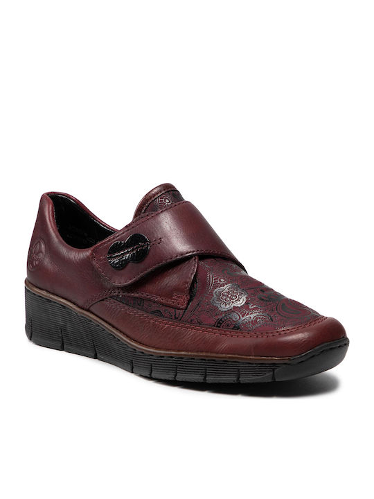 Rieker Leather Women's Moccasins in Burgundy Color